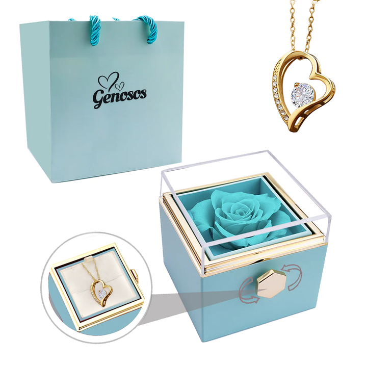 Rosa Eterna con Carta y Collar de Oro14k