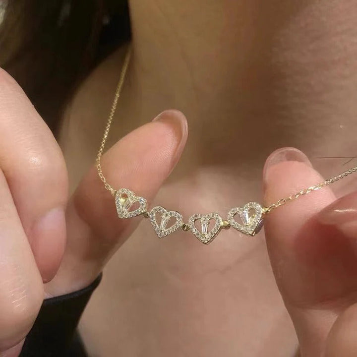 Collar Elegante - Trébol & Corazones de Oro14K