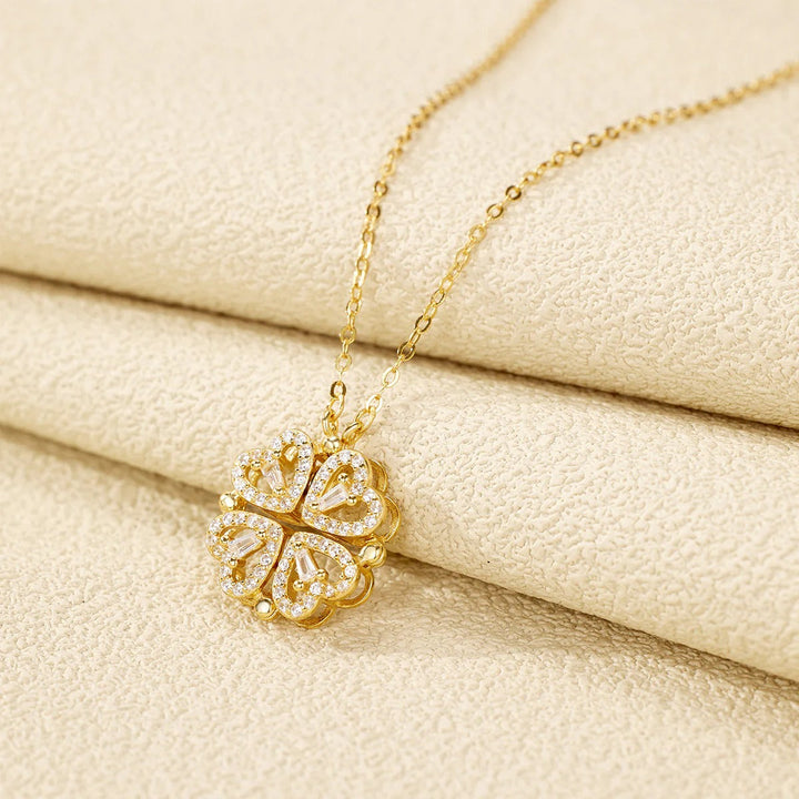 Collar Elegante - Trébol & Corazones de Oro14K